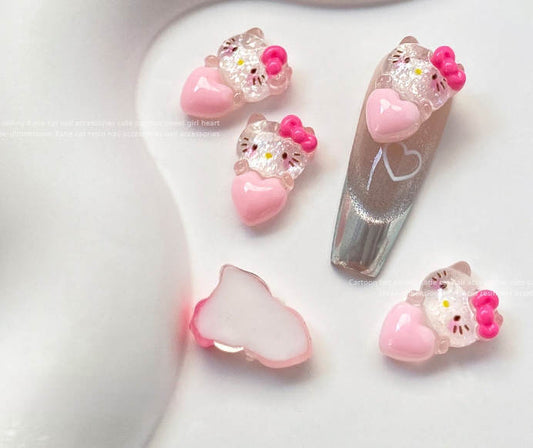 Nail Charm Hello Kitty with Pink Heart 2pcs/Bag