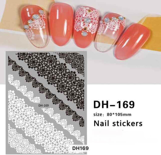 Nail Sticker Lace Black and White - DH169 Premier Nail Supply