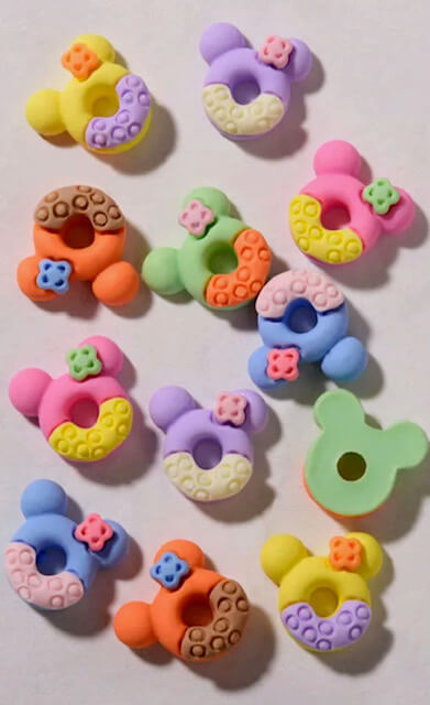 3D Resin Nail Charm Mickey Donut 12pcs/bag Premier Nail Supply