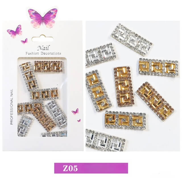 3D Rhinestone Nail Charm Row Design 8pcs/bag Premier Nail Supply