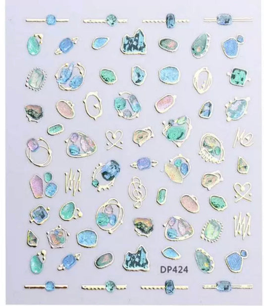 Nail Sticker Colorful Luxury 3D jewels Design -DP413 Premier Nail Supply