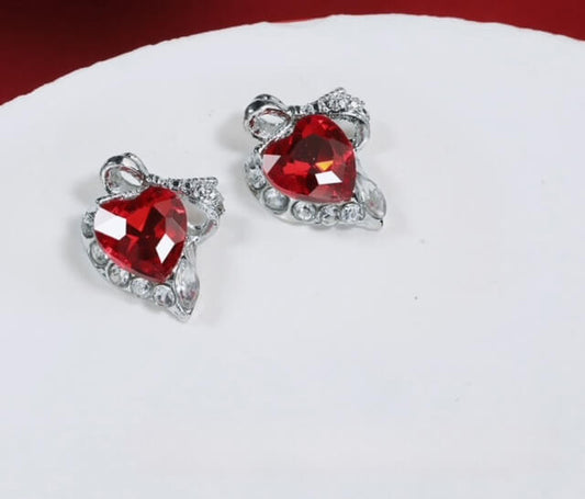 Nail Charm Red Heart with Bow Tie Diamond 2Pcs/bag Premier Nail Supply