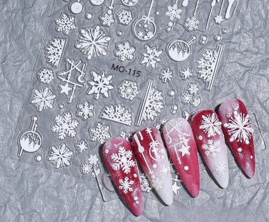 Nail Sticker 5D White Snowflake MO115 Premier Nail Supply
