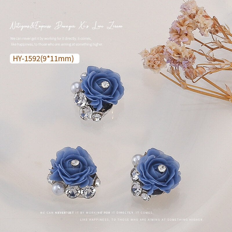 Nail Charm Blue Rose with Rhinestone 2pcs/Bag - HY1592 Beyond Beauty Page