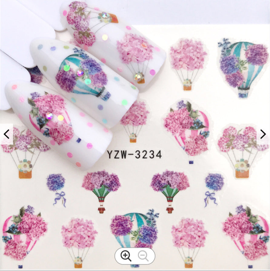 Nail Sticker Flower Hot Air Balloon YZW-3234 Premier Nail Supply