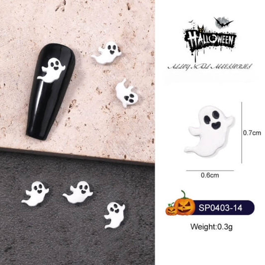 Nail Charm Halloween Ghost White 10pcs/Bag