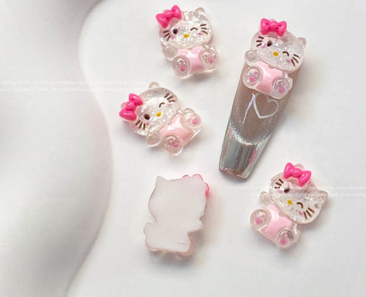 Nail Charm Pink Hello Kitty With Heart 2pcs/bag Premier Nail Supply