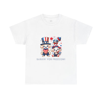 Patriotic Dog Tee - Barkin' for Freedom! | Unisex Heavy Cotton Shirt for July 4th, Casual Wear, Dog Lovers, Gift Idea Printify