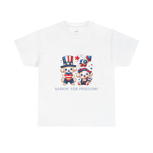 Patriotic Dog Tee - Barkin' for Freedom! | Unisex Heavy Cotton Shirt for July 4th, Casual Wear, Dog Lovers, Gift Idea Printify