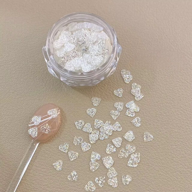 Nail Charm Glitter Heart Sequins White #9362 Premier Nail Supply