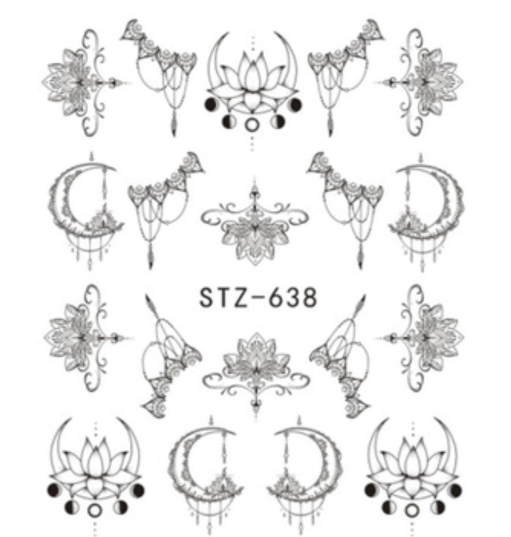 Nail Sticker Lotus and Moon STZ-638 Premier Nail Supply