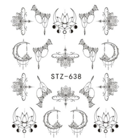 Nail Sticker Lotus and Moon STZ-638 Premier Nail Supply