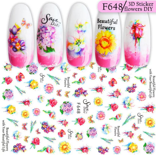 Nail Sticker Beautiful Flowers F648 Premier Nail Supply