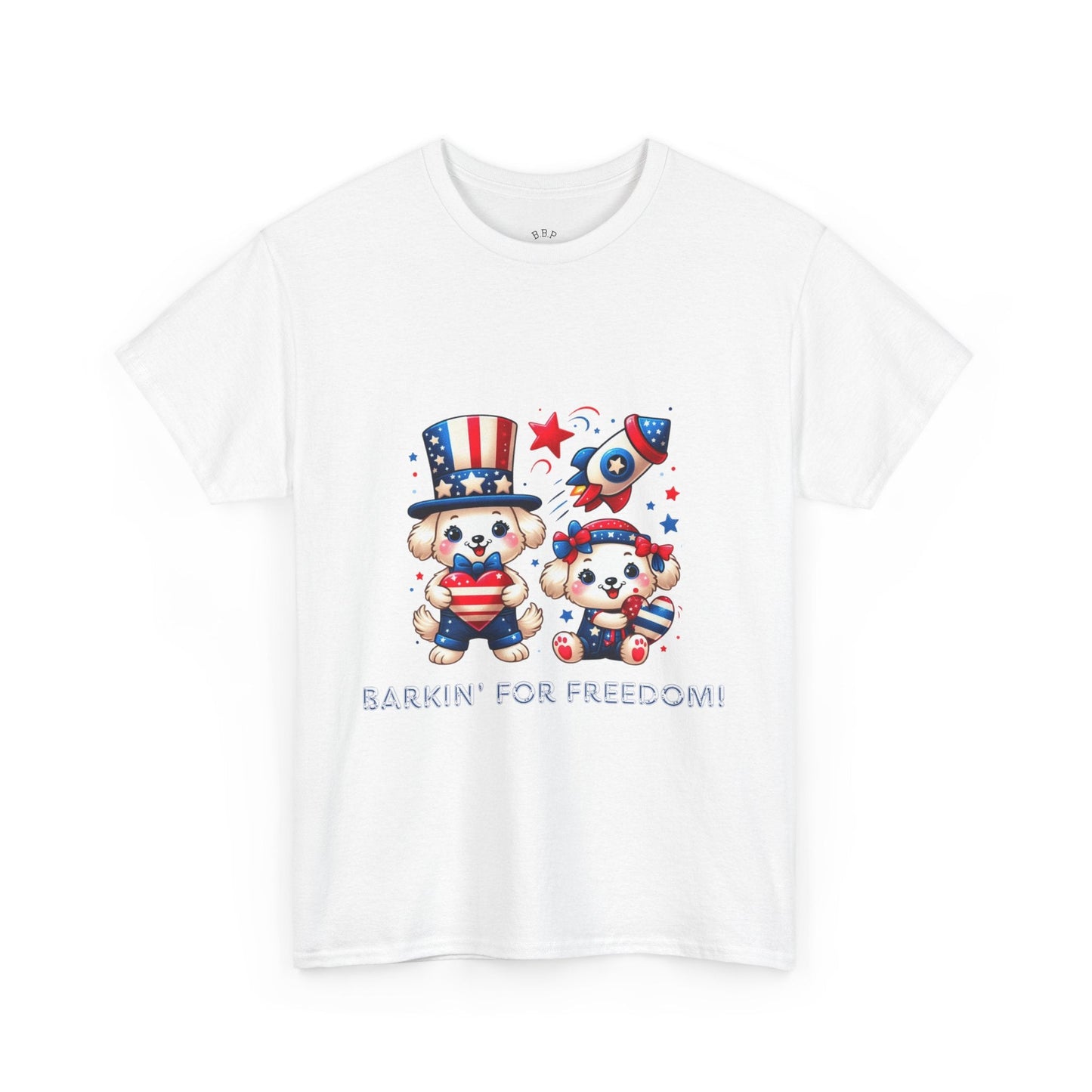 Patriotic Dog Tee - Barkin' for Freedom! | Unisex Heavy Cotton Shirt for July 4th, Casual Wear, Dog Lovers, Gift Idea Printify