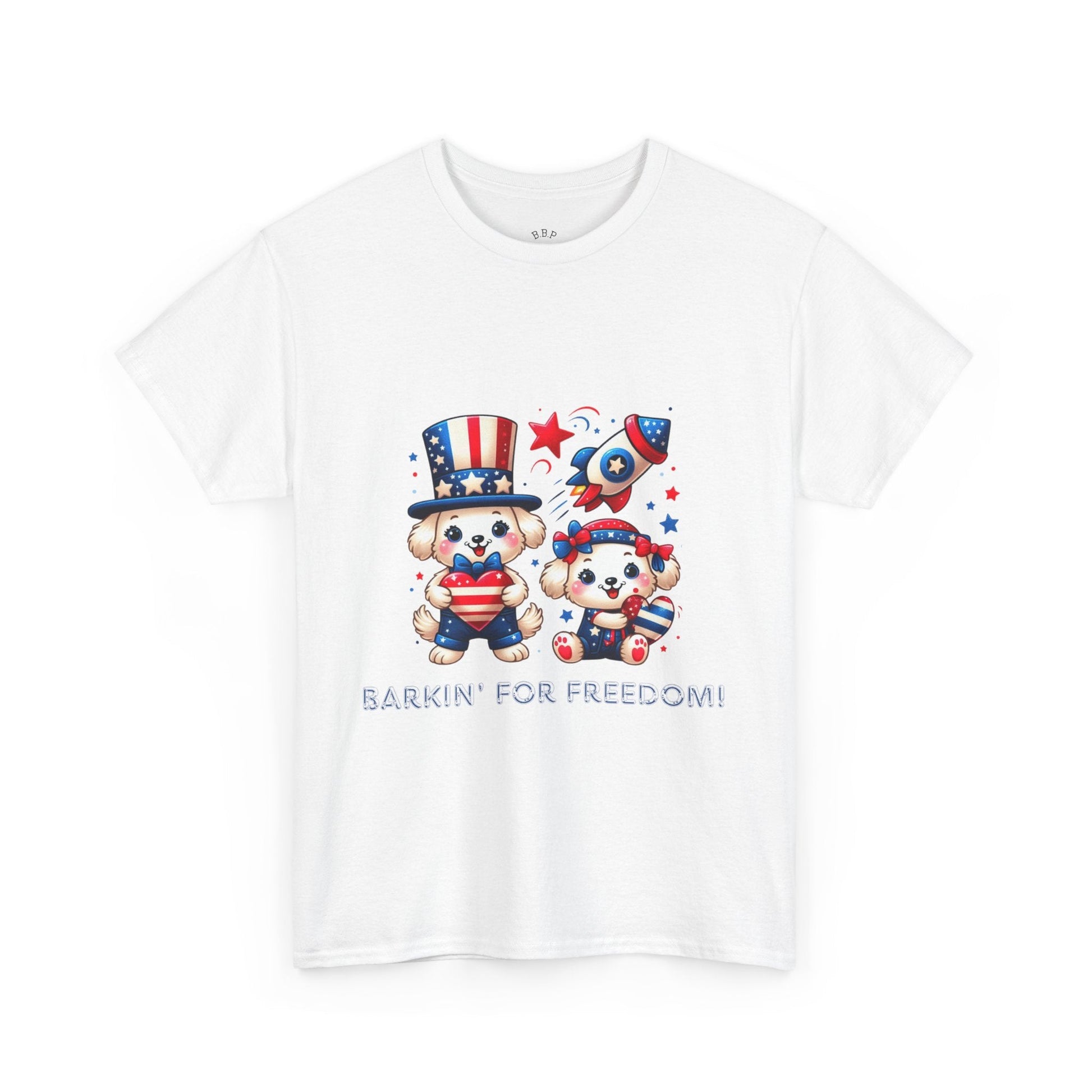 Patriotic Dog Tee - Barkin' for Freedom! | Unisex Heavy Cotton Shirt for July 4th, Casual Wear, Dog Lovers, Gift Idea Printify