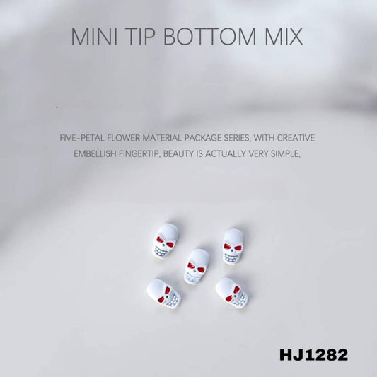 Nail Charm Halloween Skull White 10pcs/Bag