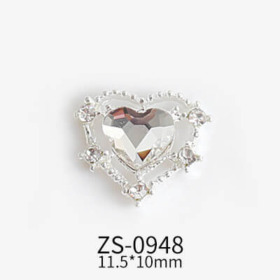 Nail Charm Rhinestone Heart ZS - 2pcs/Bag Premier Nail Supply