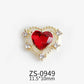 Nail Charm Rhinestone Heart ZS - 2pcs/Bag Premier Nail Supply