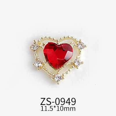 Nail Charm Rhinestone Heart ZS - 2pcs/Bag Premier Nail Supply