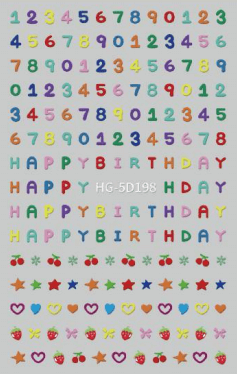 Nail Sticker Happy Birthday and Number #HG5D198 Premier Nail Supply