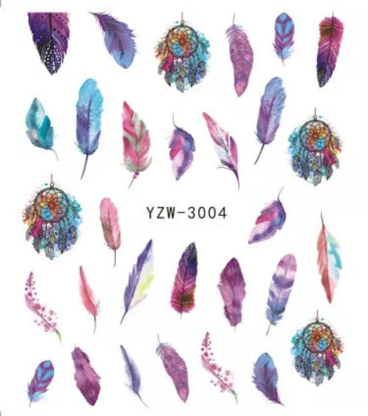 Nail Sticker Colorful Feathers - YZW 3004 Premier Nail Supply
