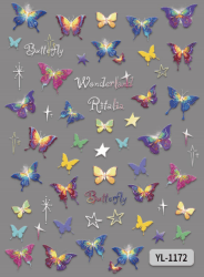 Nail Sticker Wonderland Ritalia Butterfly #YL1172 Premier Nail Supply