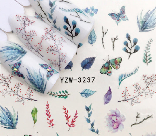 Nail Sticker Butterfly and Leafs YZW-3237 Premier Nail Supply