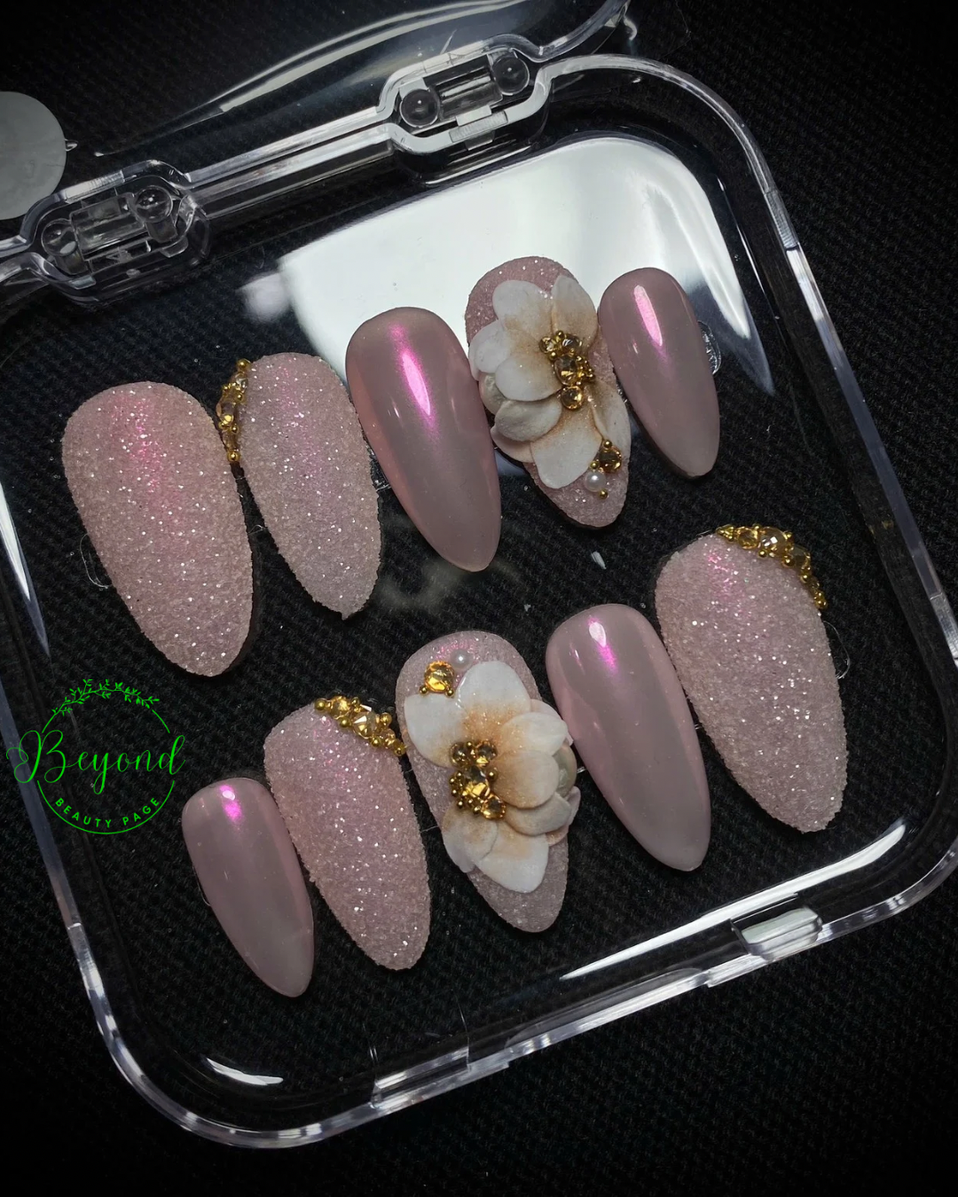 Handmade Luxury Press on Nail White flower wedding Beyond Beauty Page