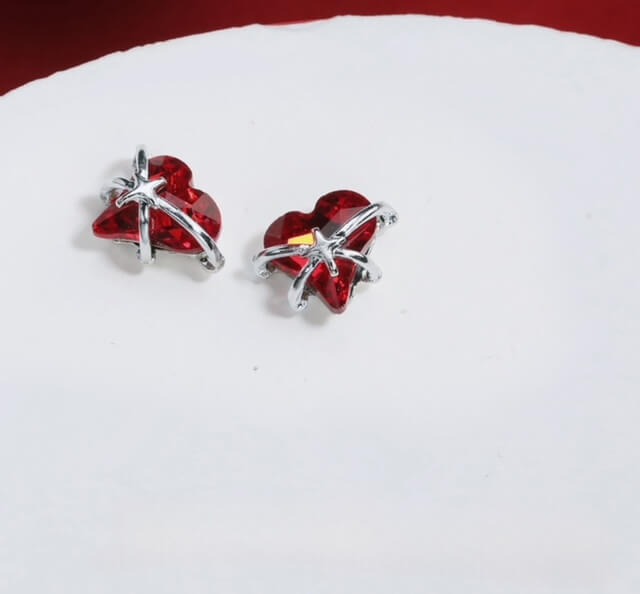 Nail Charm Red Heart Rhinestone 2Pcs/bag Premier Nail Supply