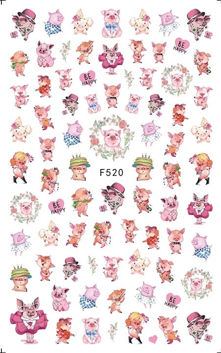 Nail Sticker Pig Be Happy F520 Premier Nail Supply
