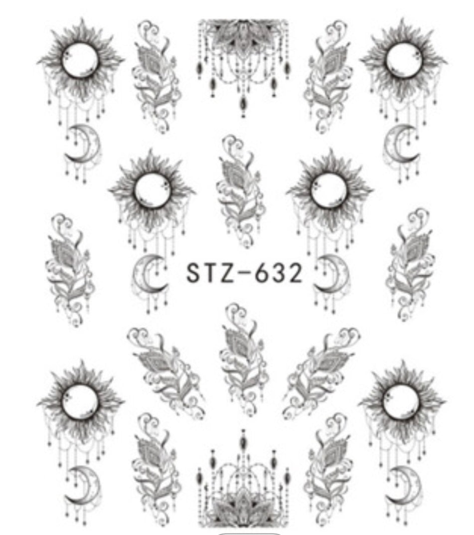 Nail Sticker Sun and Flowers STZ-632 Premier Nail Supply