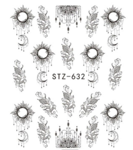 Nail Sticker Sun and Flowers STZ-632 Premier Nail Supply