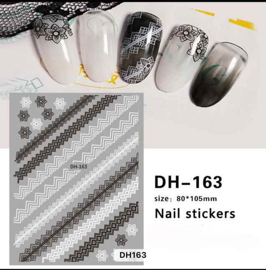 Nail Sticker Black and White Lace Strip - DH163 Premier Nail Supply