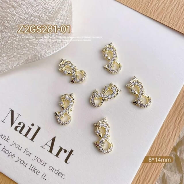 Nail Charm Gold Dragon Rhinestone 5pcs/bag Beyond Beauty Page