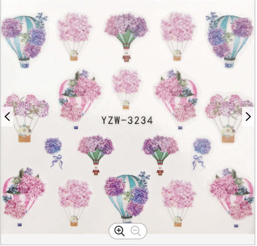 Nail Sticker Flower Hot Air Balloon YZW-3234 Premier Nail Supply