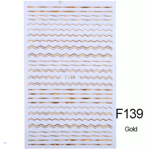 Nail Sticker Wavy Line Gold Strip F139 Premier Nail Supply