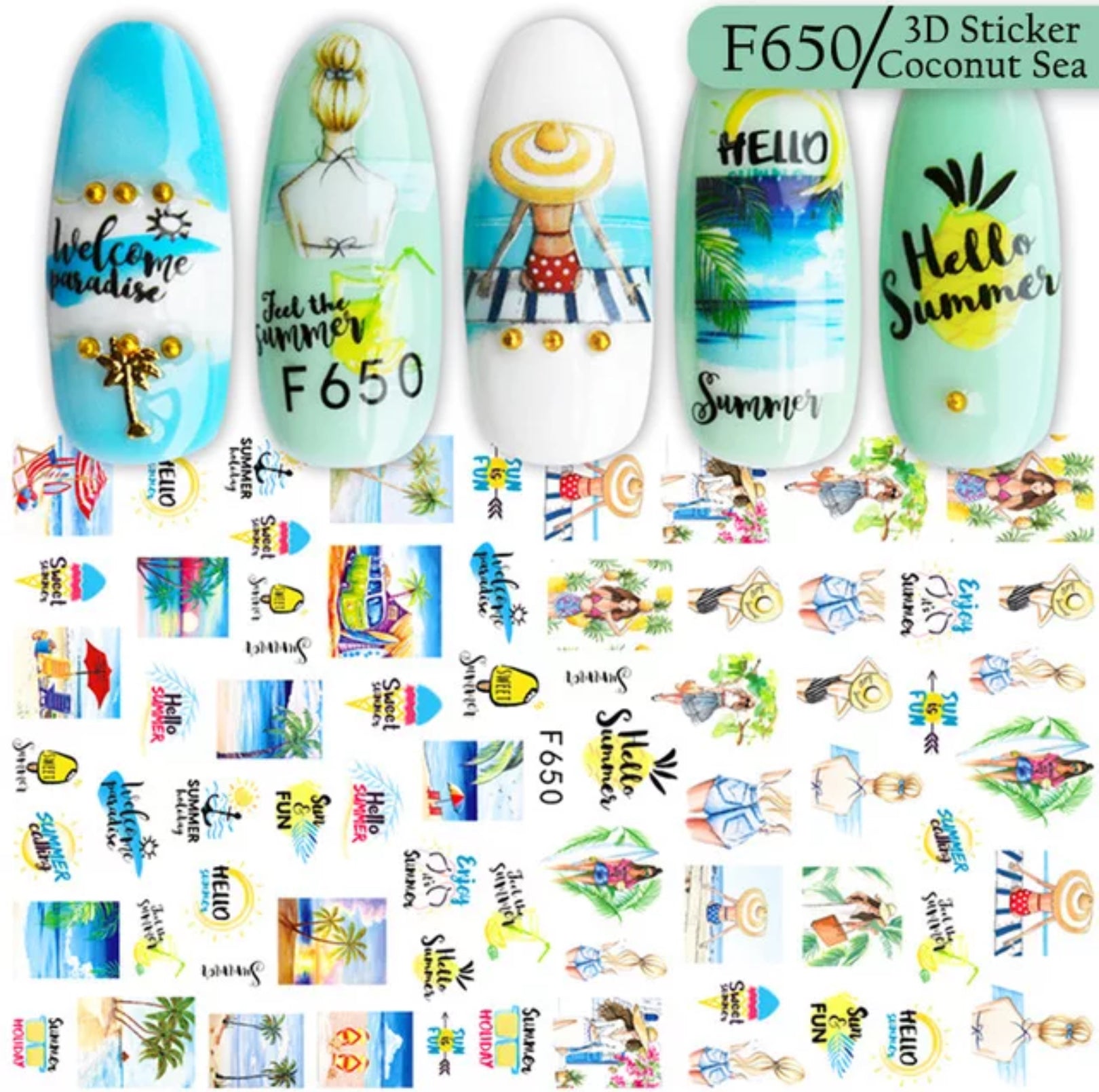 Nail Sticker Hello Summer F650 Premier Nail Supply