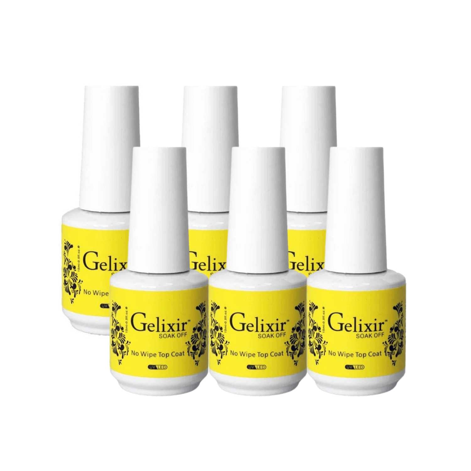 Gelixir Primer Gelixir Soak Off No Wipe Topcoat 0.5 oz 6 bottle | BBP