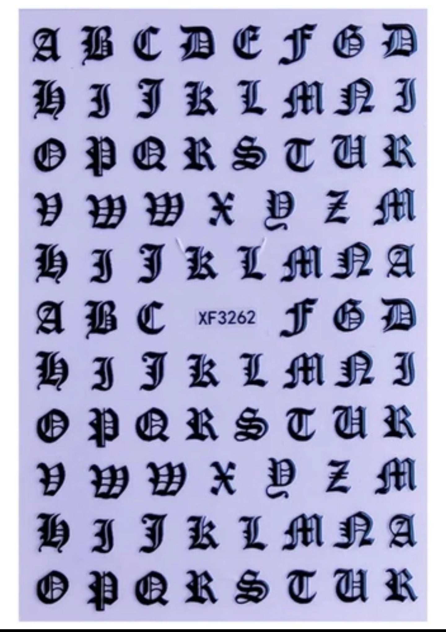 Nail Sticker Old English Letters Black XF3262 Premier Nail Supply