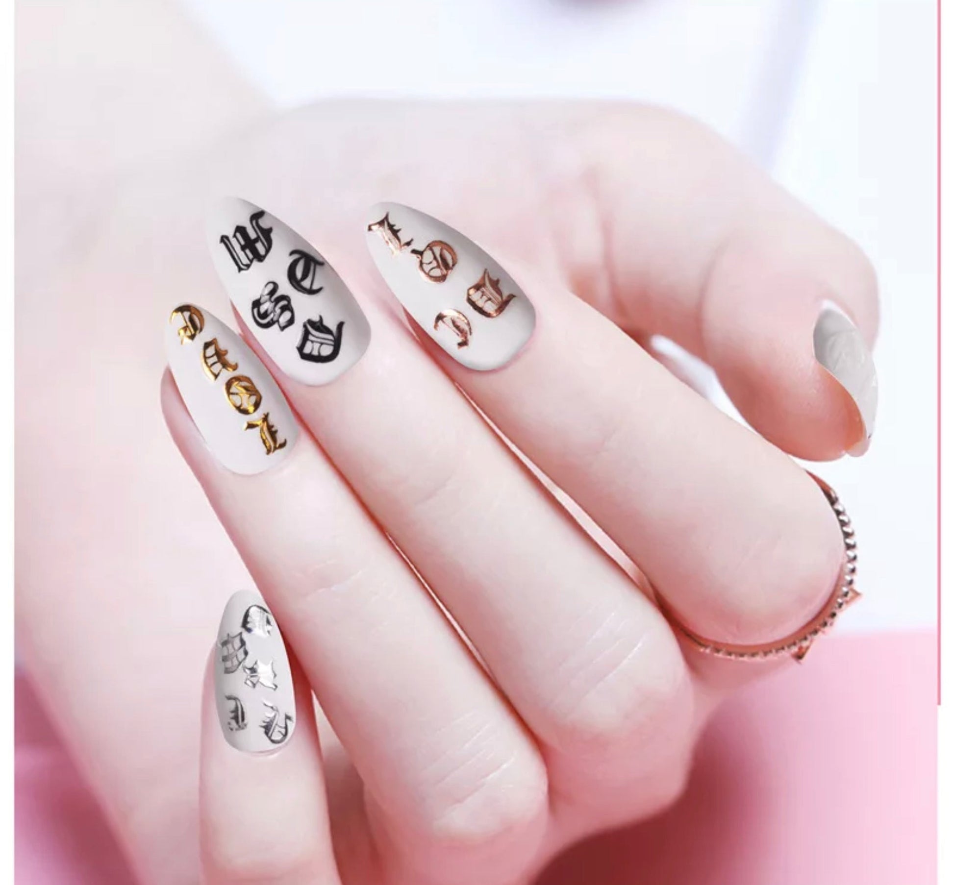 Nail Sticker Old English Letters Black XF3262 Premier Nail Supply