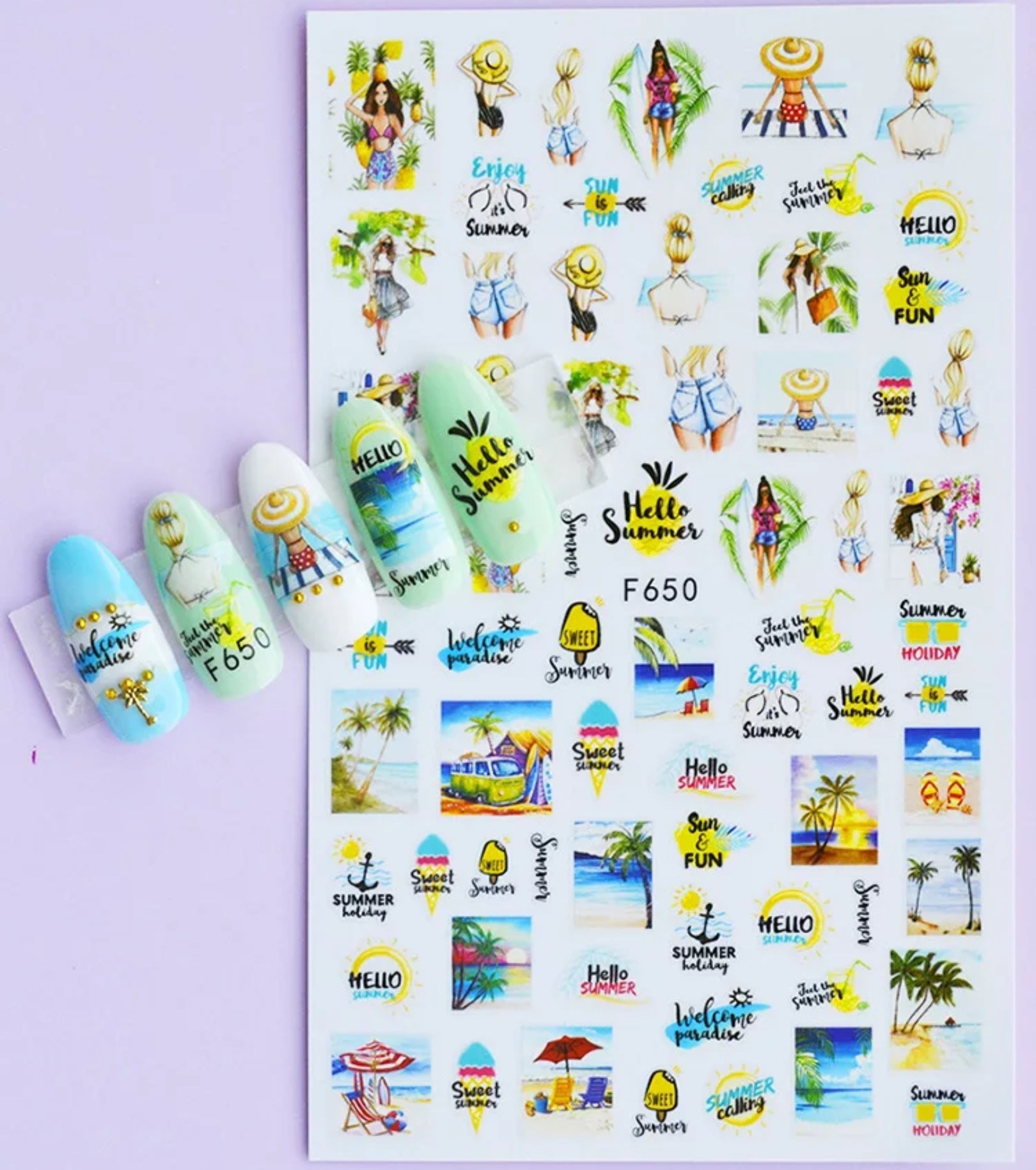 Nail Sticker Hello Summer F650 Premier Nail Supply