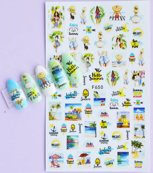 Nail Sticker Hello Summer F650 Premier Nail Supply