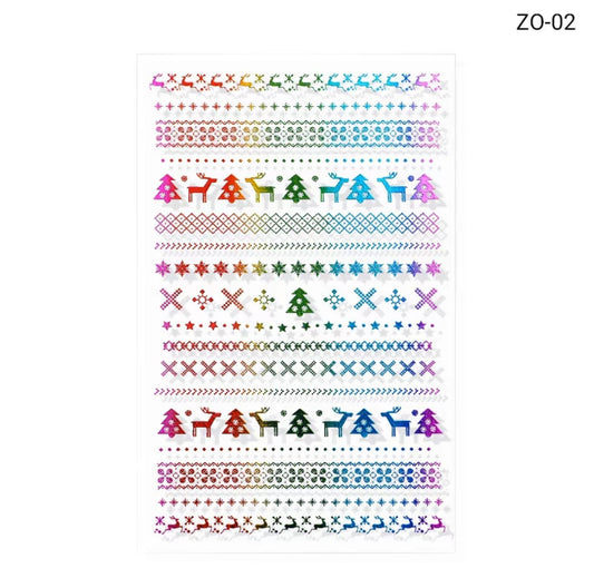 Nail Sticker Colorful Christmas Design ZO-02 Premier Nail Supply