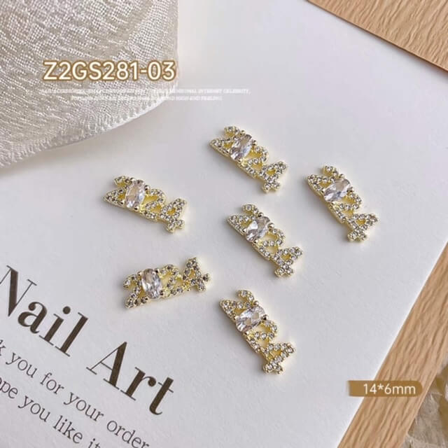 Nail Charm Art 3D Gold  Number 2024 Rhinestone 5pcs/bag Premier Nail Supply