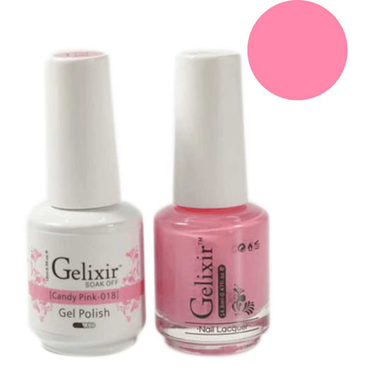 Gelixir Gel Polish & Nail Lacquer Duo - Candy Pink 018 Gelixir