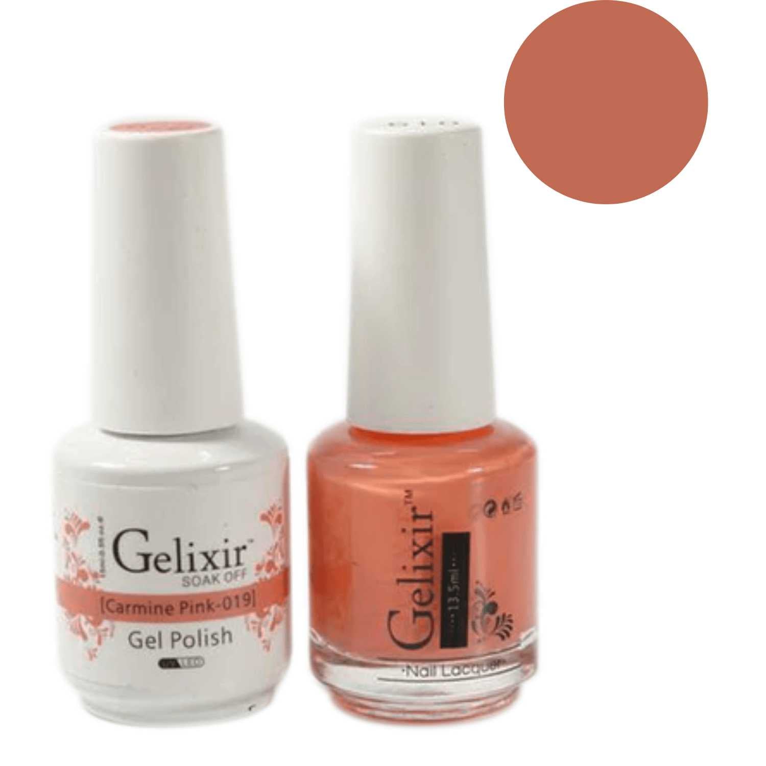 Gelixir Gel Polish & Nail Lacquer Duo - Carmine Pink 019 Gelixir