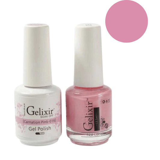 Gelixir Gel Polish & Nail Lacquer Duo - Carnation Pink 016 Gelixir