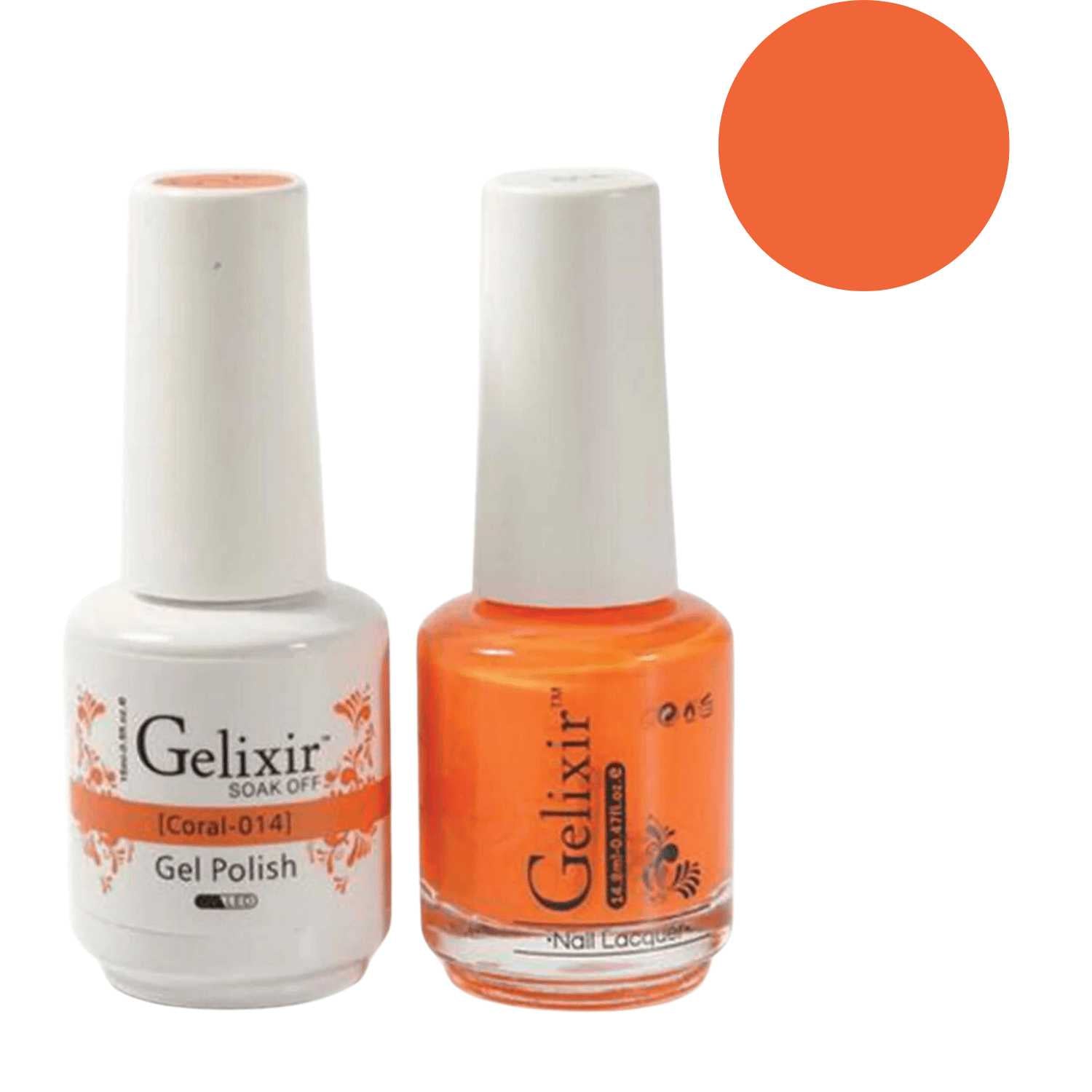 Gelixir Gel Polish & Nail Lacquer Duo - Coral 014 Gelixir