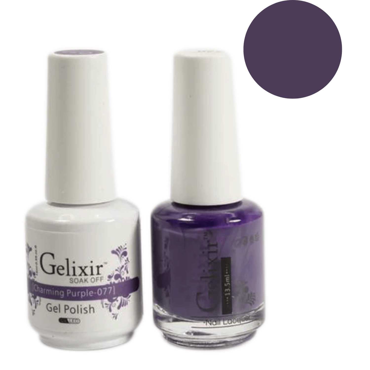 Gelixir Gel Polish & Nail Lacquer Duo Charming Purple - #77 Gelixir