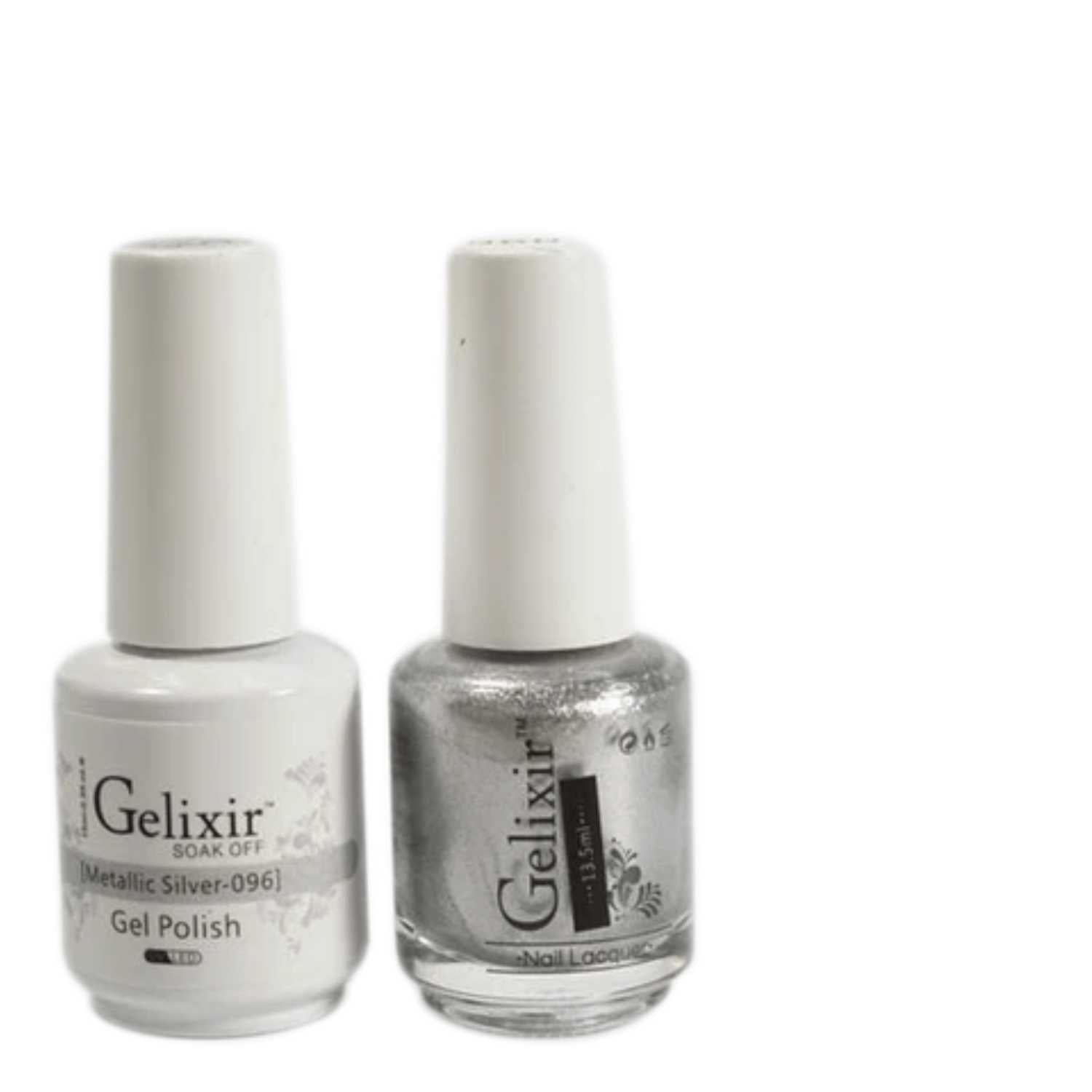 Gelixir Gel Polish & Nail Lacquer Duo Metallic Silver - #96 Gelixir